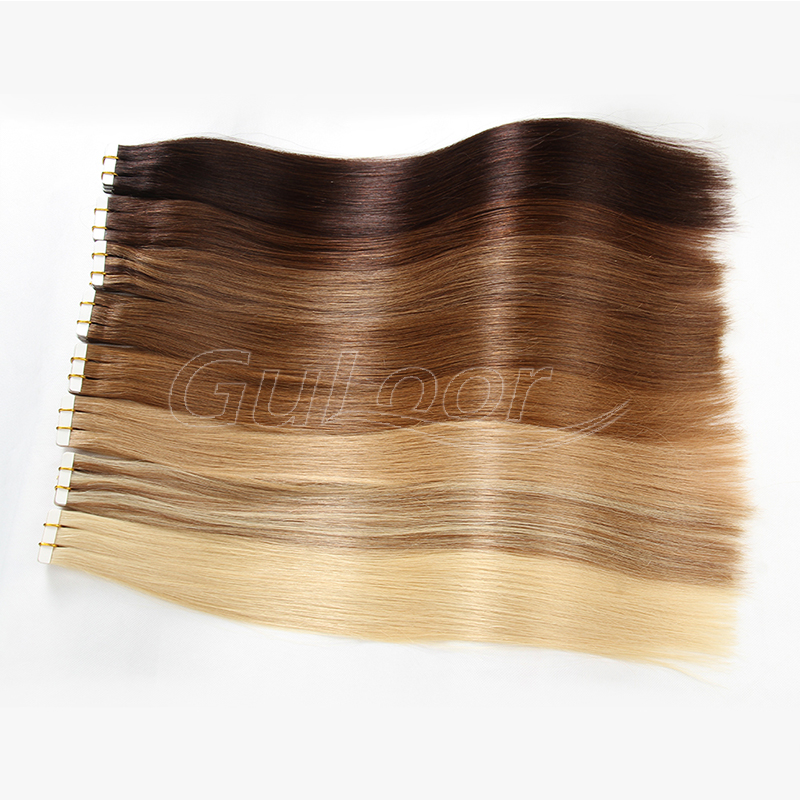 Full Cuticle 100% Russian Tape In Human Hair Extensions,Double Drawn Tape Hair Extensions