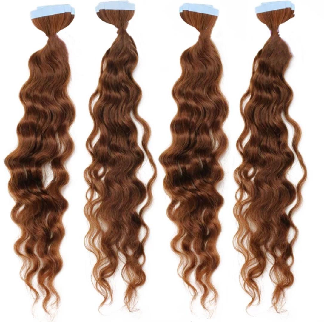 4 X Curly Tape In Hair Extension Bundle