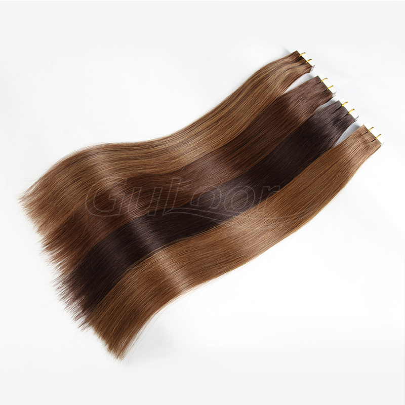 Full Cuticle 100% Russian Tape In Human Hair Extensions,Double Drawn Tape Hair Extensions