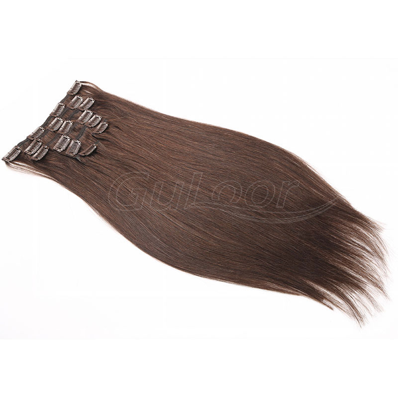 Wholesale 100% human hair colored virgin remy clip in hair extension