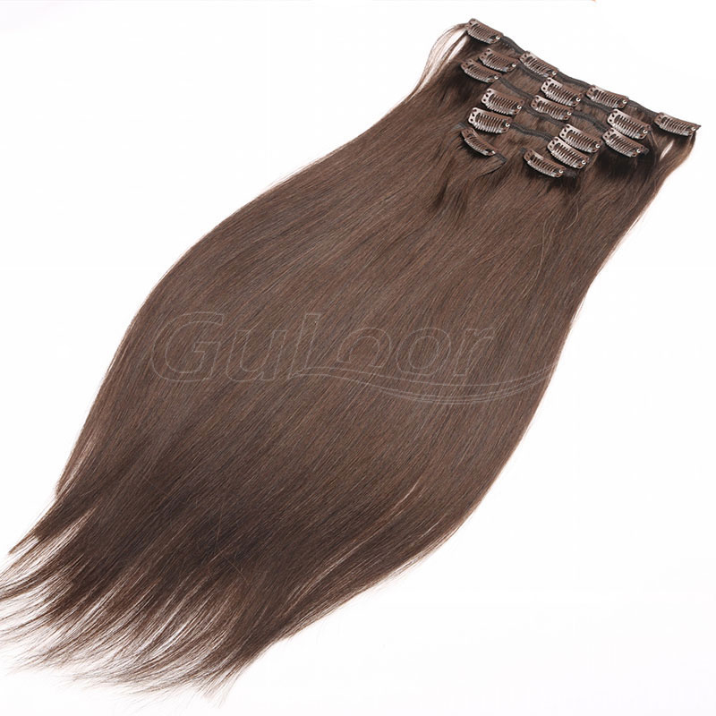 Wholesale 100% human hair colored virgin remy clip in hair extension