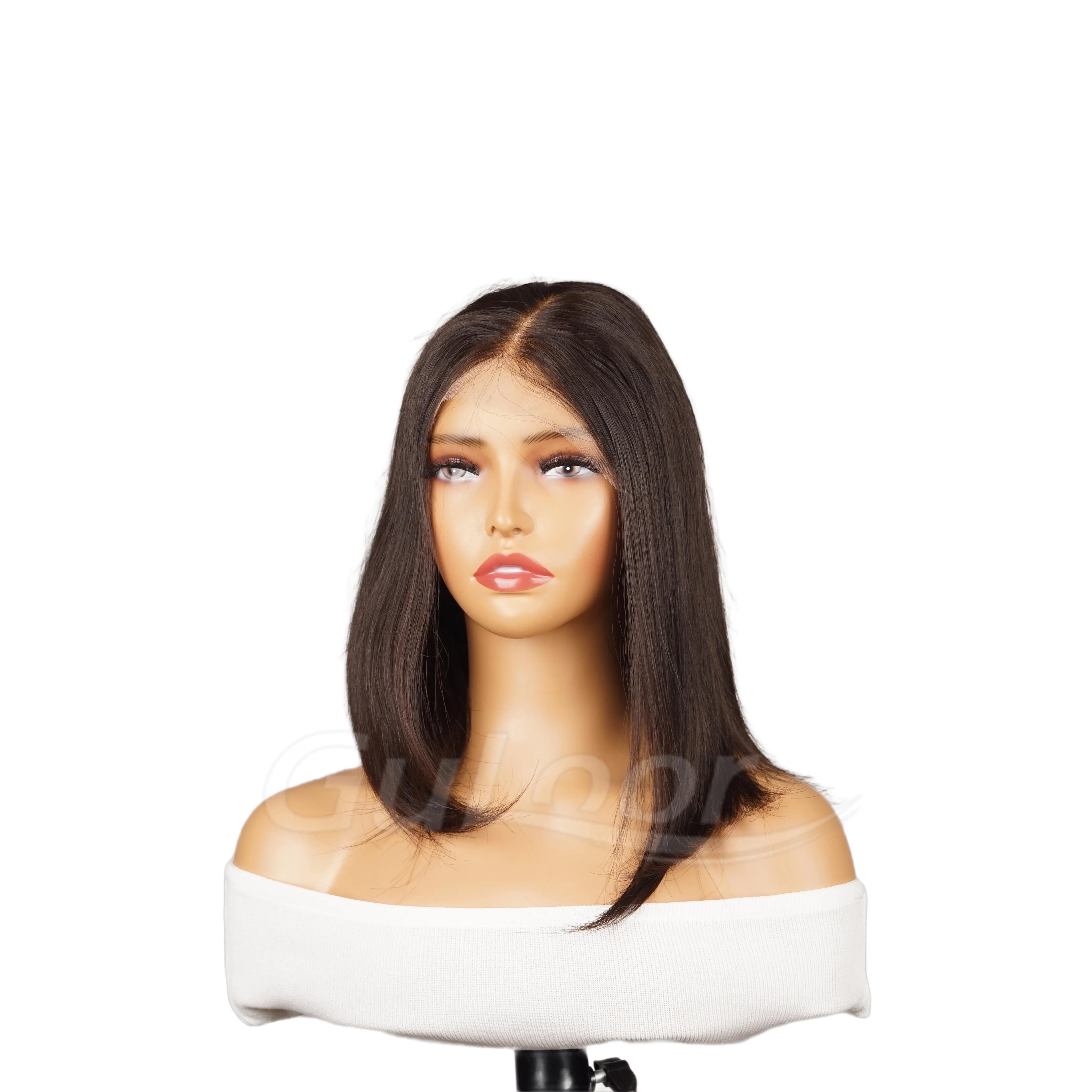 Natural Straight 16 Inches 100% Human Hair Front Lace Wig Color H-001