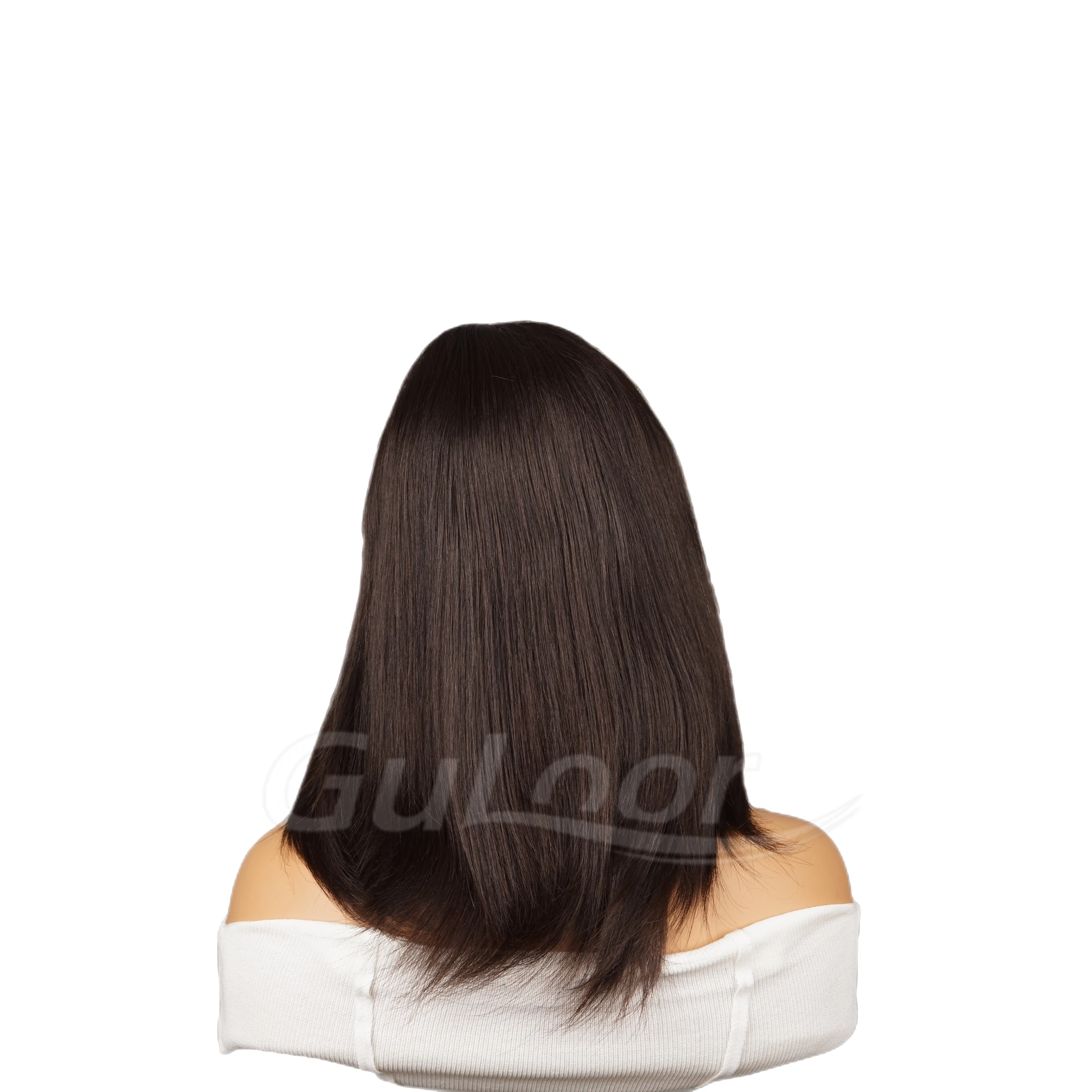 Natural Straight 16 Inches 100% Human Hair Front Lace Wig Color H-001