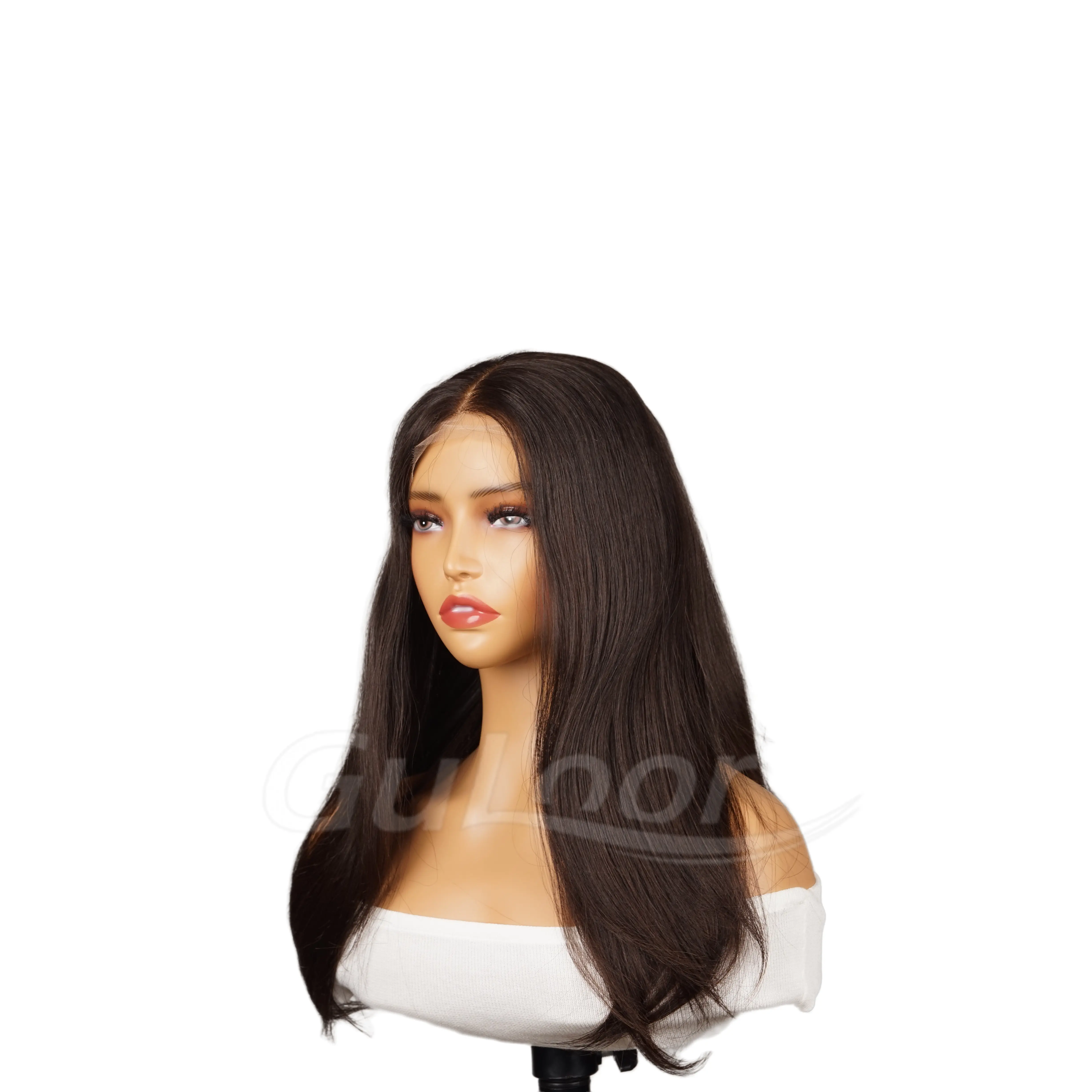 Natural Straight 20 Inches 100% Human Hair Front Lace Wig Color H-001