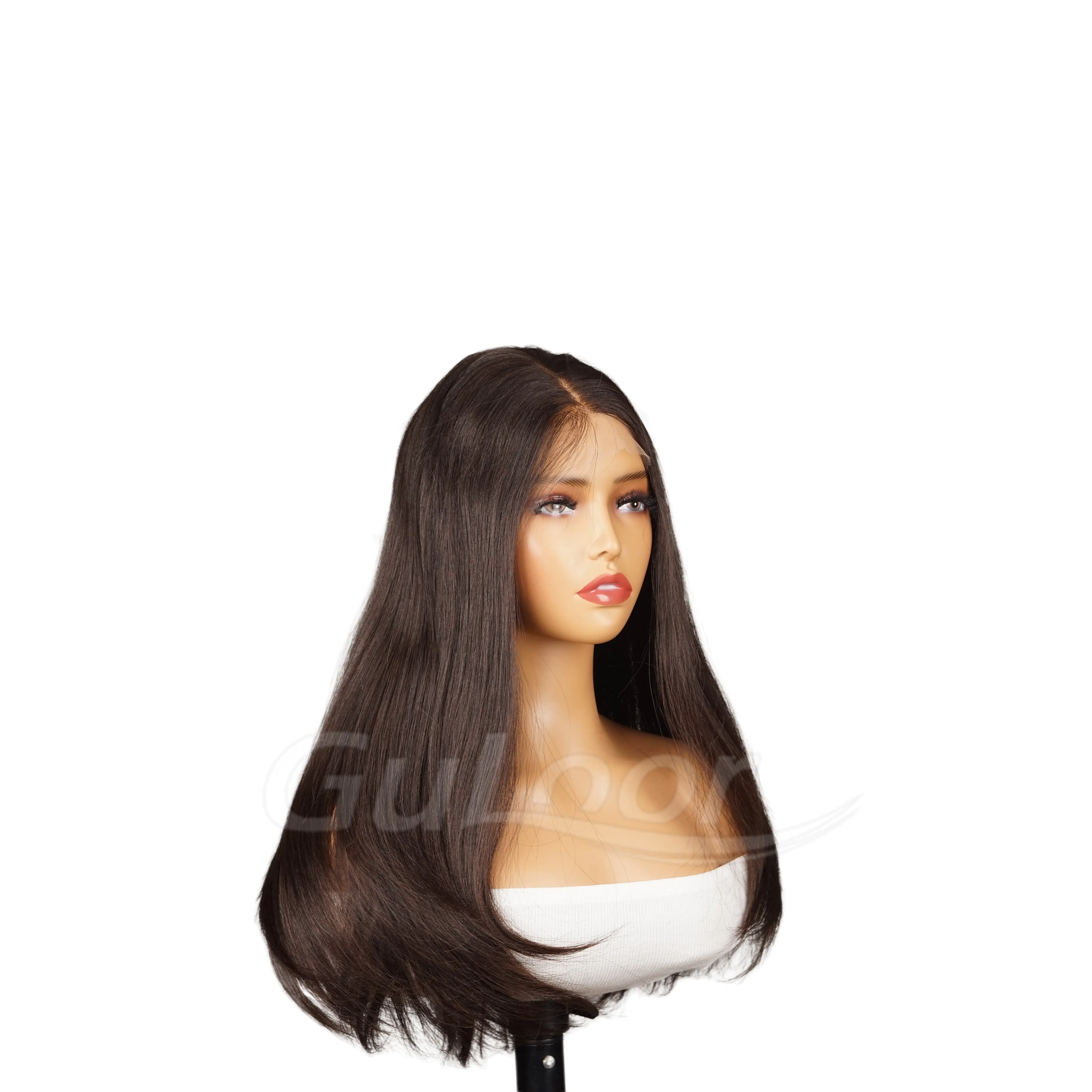 Natural Straight 22 Inches 100% Human Hair Front Lace Wig Color H-001