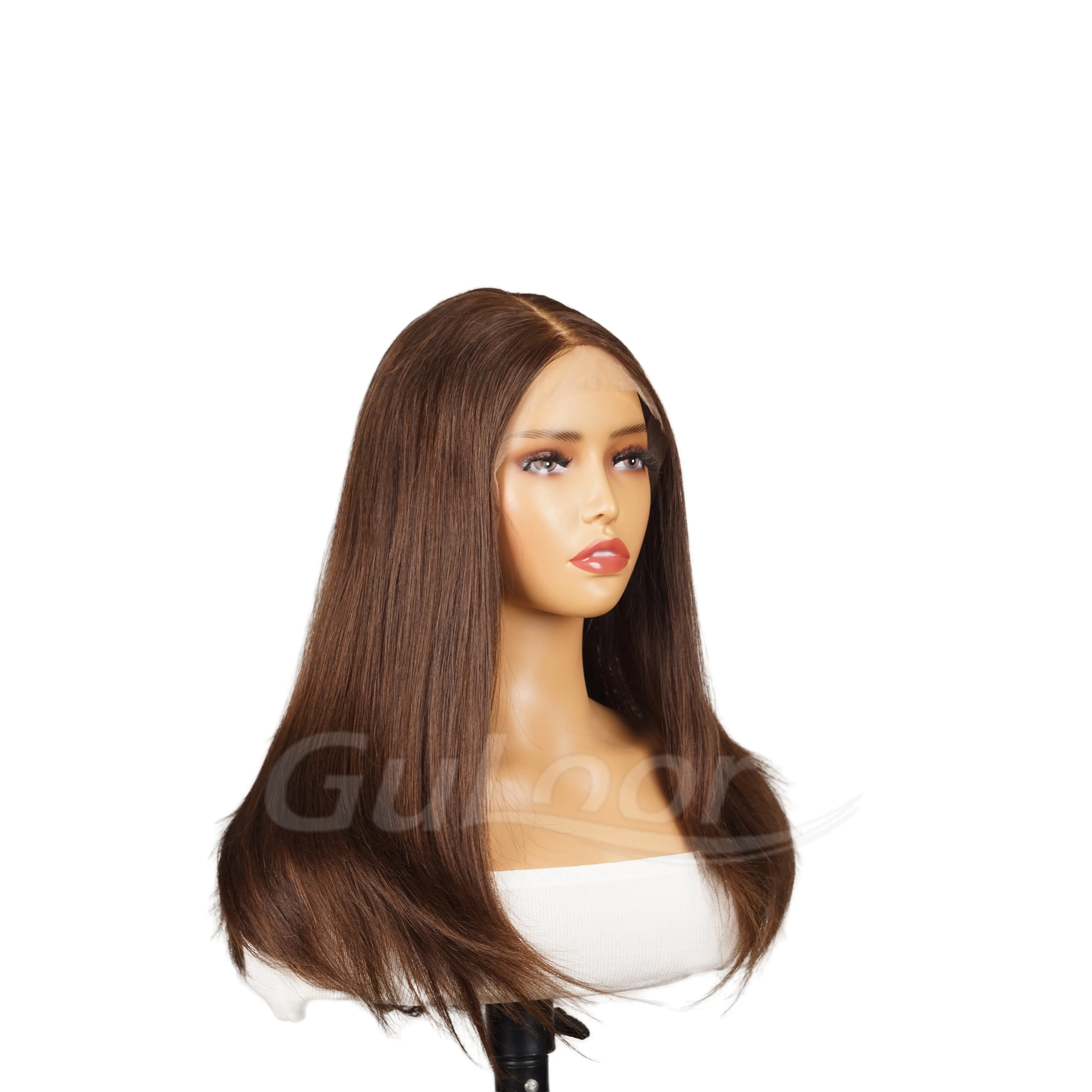 Natural Straight 20 Inches 100% Human Hair Front Lace Wig Color H-004