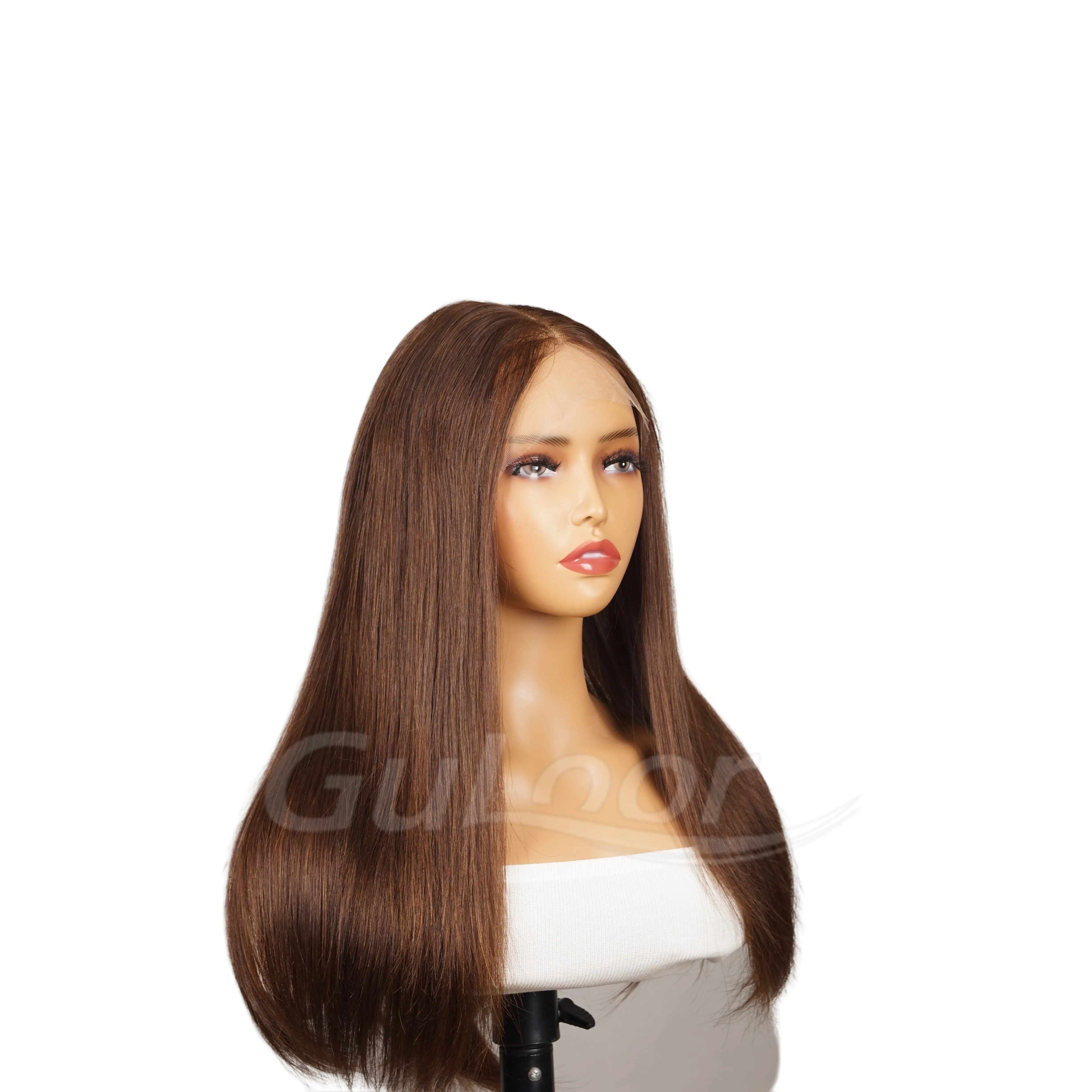 Natural Straight 22 Inches 100% Human Hair Front Lace Wig Color H-004
