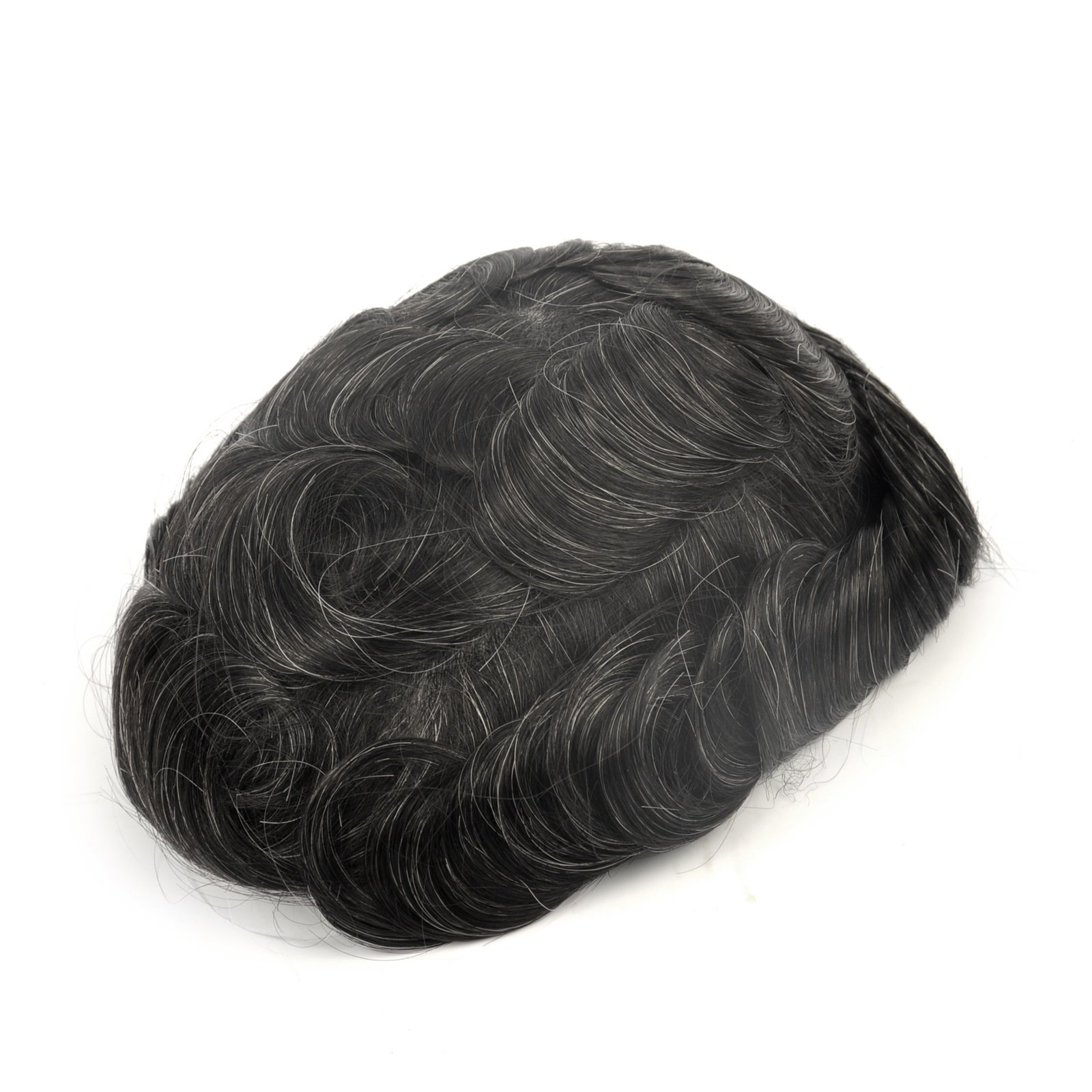 Mens Toupee Hairpiece Swiss Lace Hair Systems 1B20#