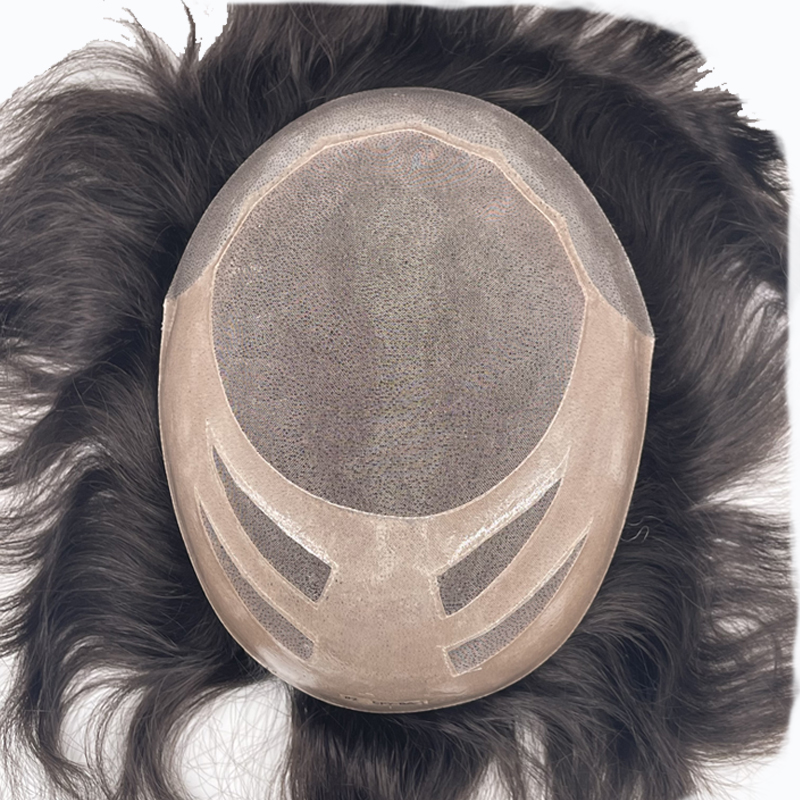 HS27 | Fine Mono with PU Perimeter and Cut Way Back Design Stock Toupee Hair Piece