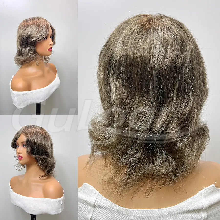 6 Inches Color # 6 with a 20% ratio of 613  Human Hair Topper Lace and Mono3 # peripheral PU